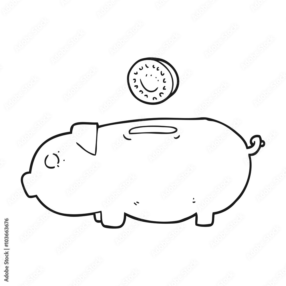 black and white cartoon piggy bank black and white cartoon piggy bank