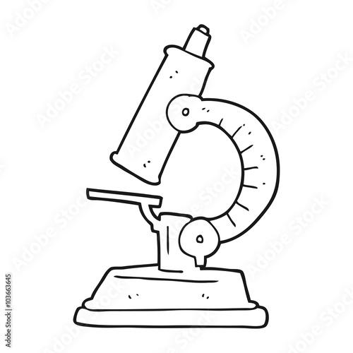 black and white cartoon microscope