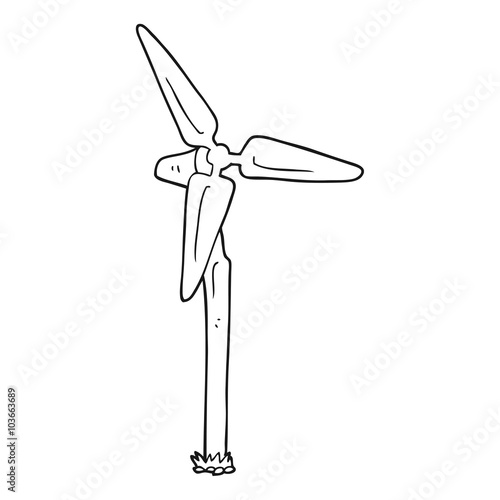 black and white cartoon wind farm windmill
