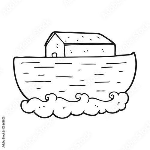 black and white cartoon noah's ark