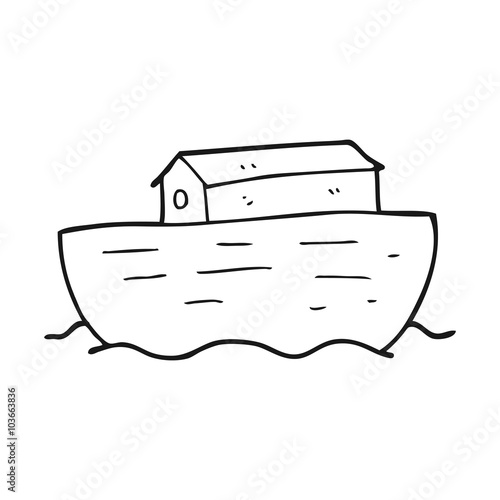 black and white cartoon noah's ark