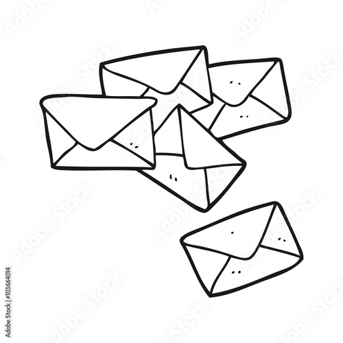 black and white cartoon letters