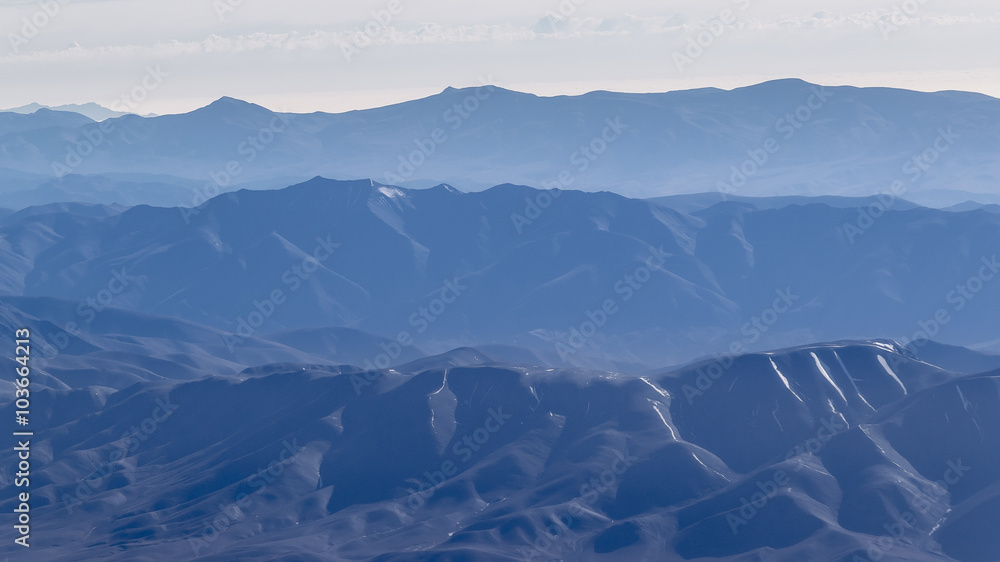 Fototapeta premium Window Plane View of Andes Mountains