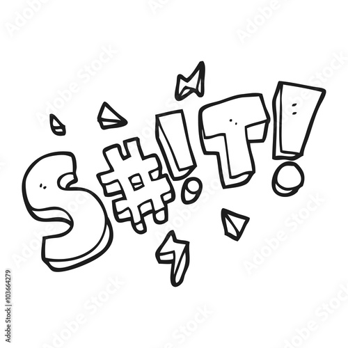 black and white cartoon obscured swearword