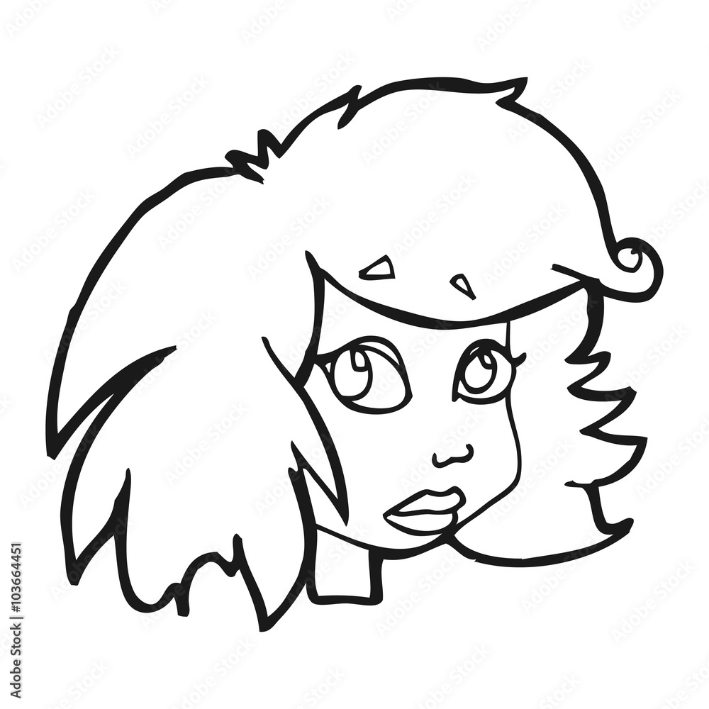 black and white cartoon female face black and white cartoon female face