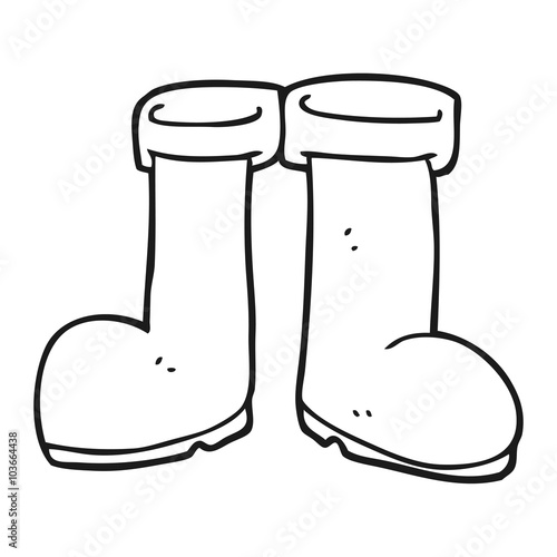 black and white cartoon wellington boots