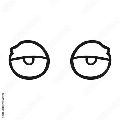 black and white cartoon tired eyes