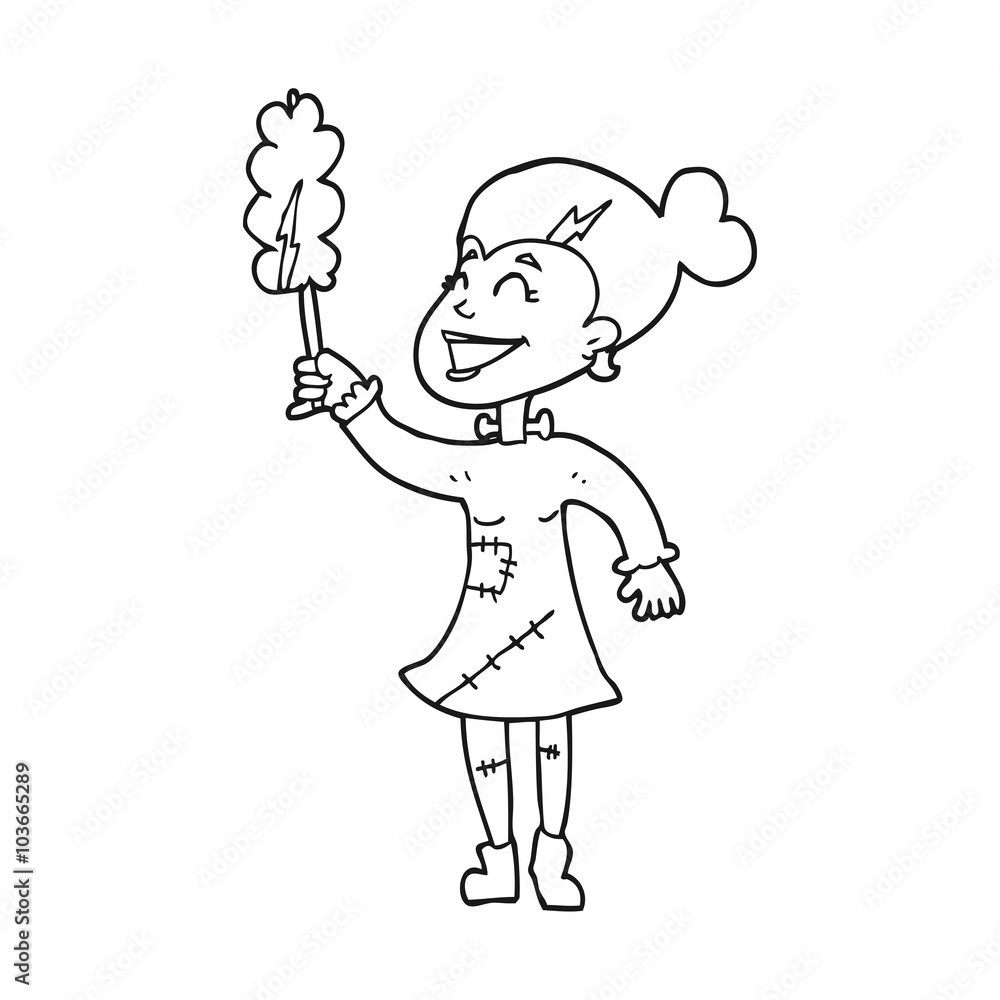 black and white cartoon undead monster lady cleaning black and white cartoon undead monster lady cleaning
