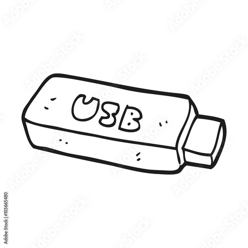 black and white cartoon USB stick