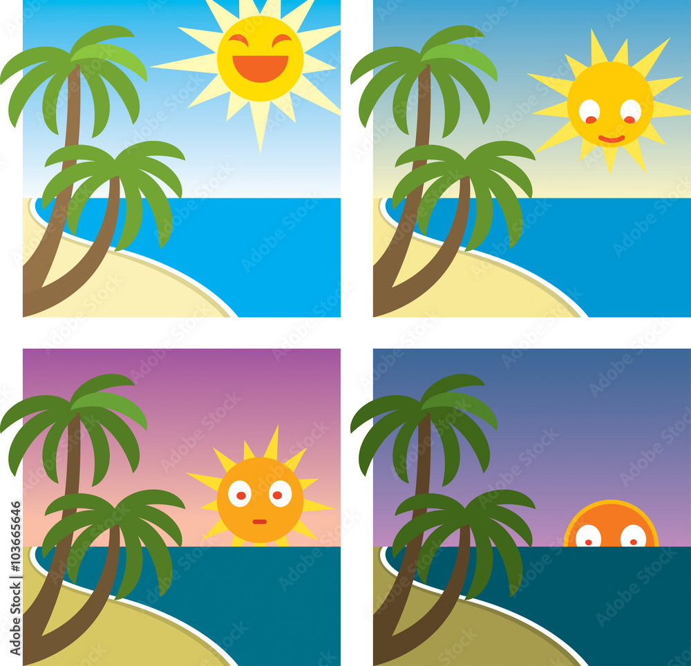 Fototapeta premium Sun becomes gradually unhappier as the day passes