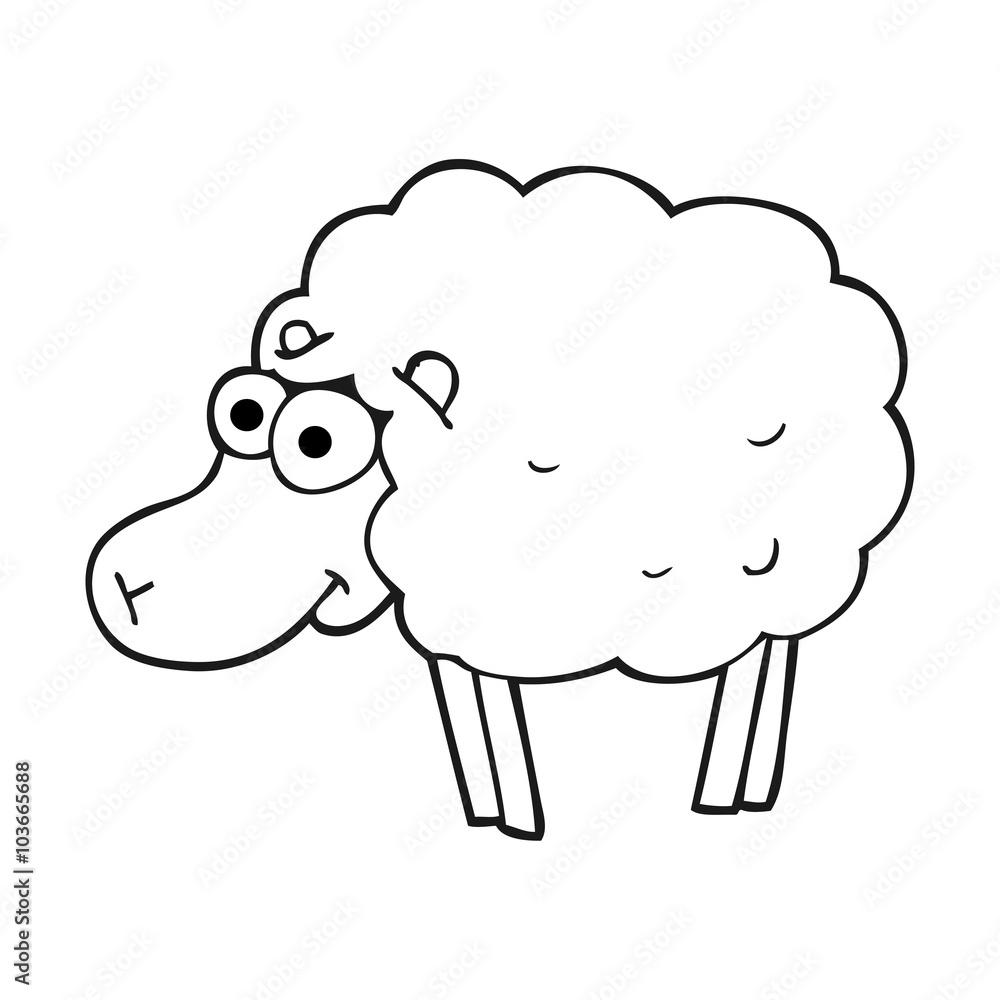 funny black and white cartoon sheep funny black and white cartoon sheep