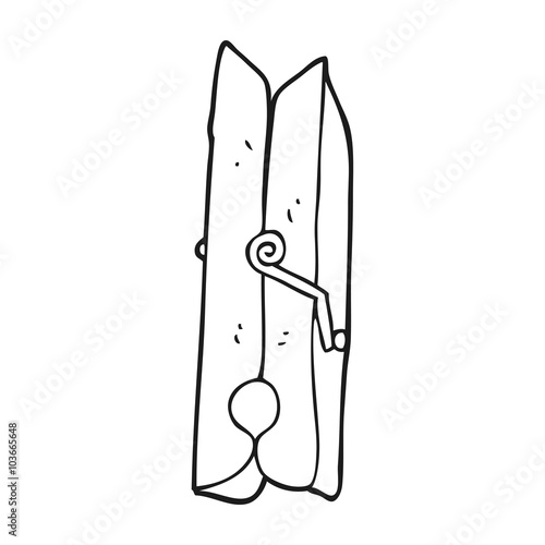 black and white cartoon wooden peg