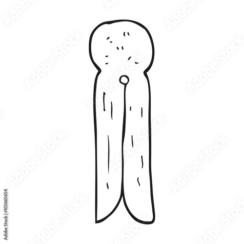black and white cartoon old style wooden peg