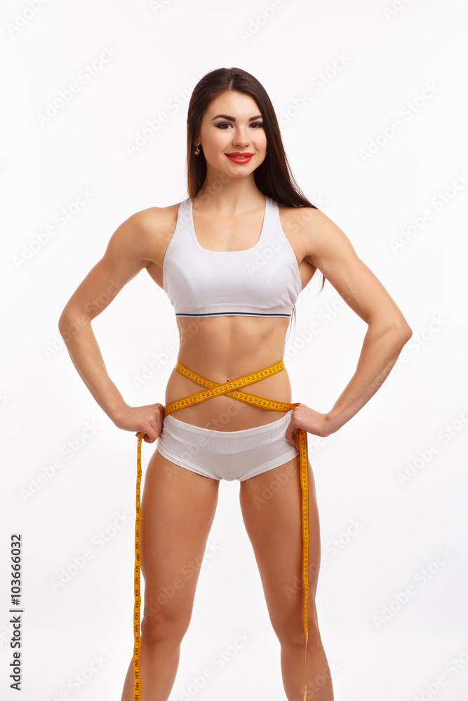 Sporty woman on white background Sporty woman on white background