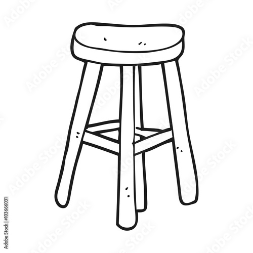 black and white cartoon stool