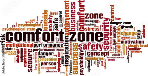 Comfort zone word cloud concept. Vector illustration