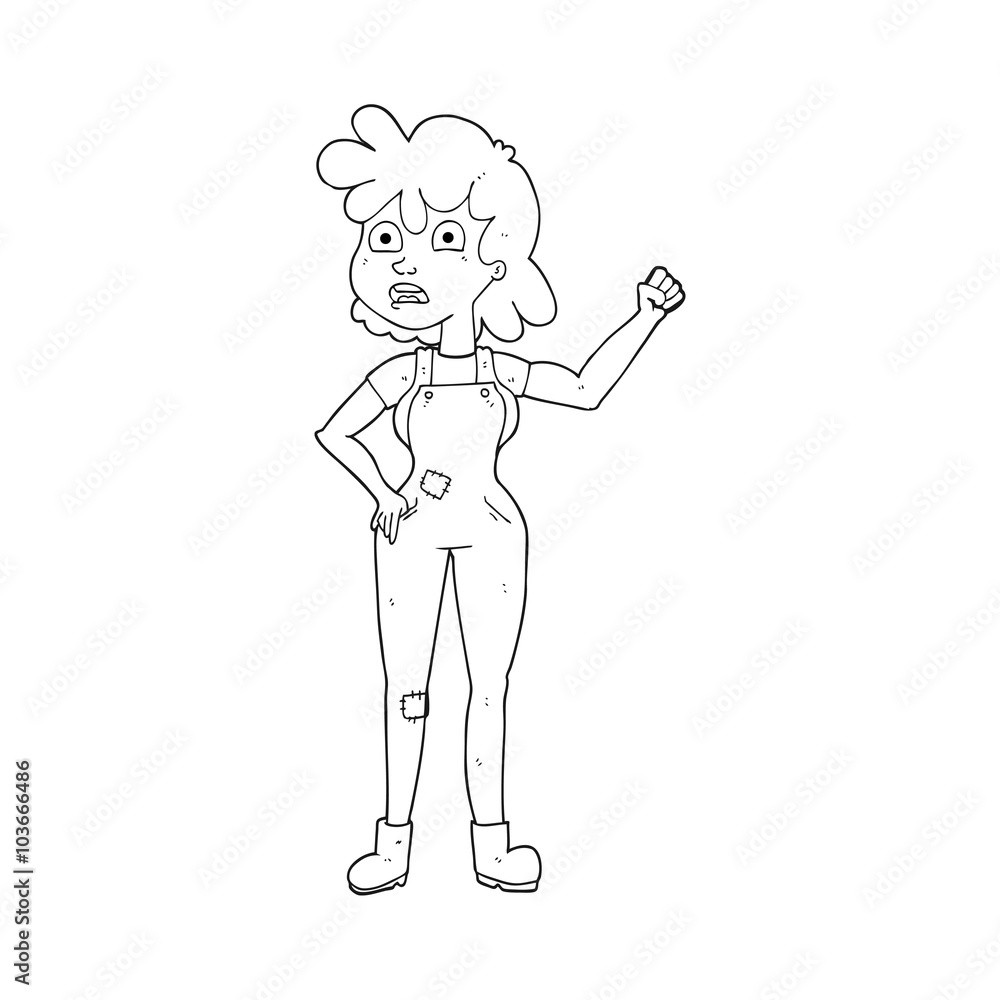 black and white cartoon woman shaking fist black and white cartoon woman shaking fist