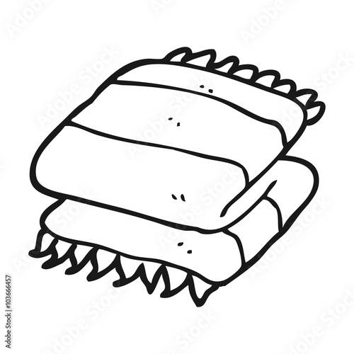 black and white cartoon folded towel