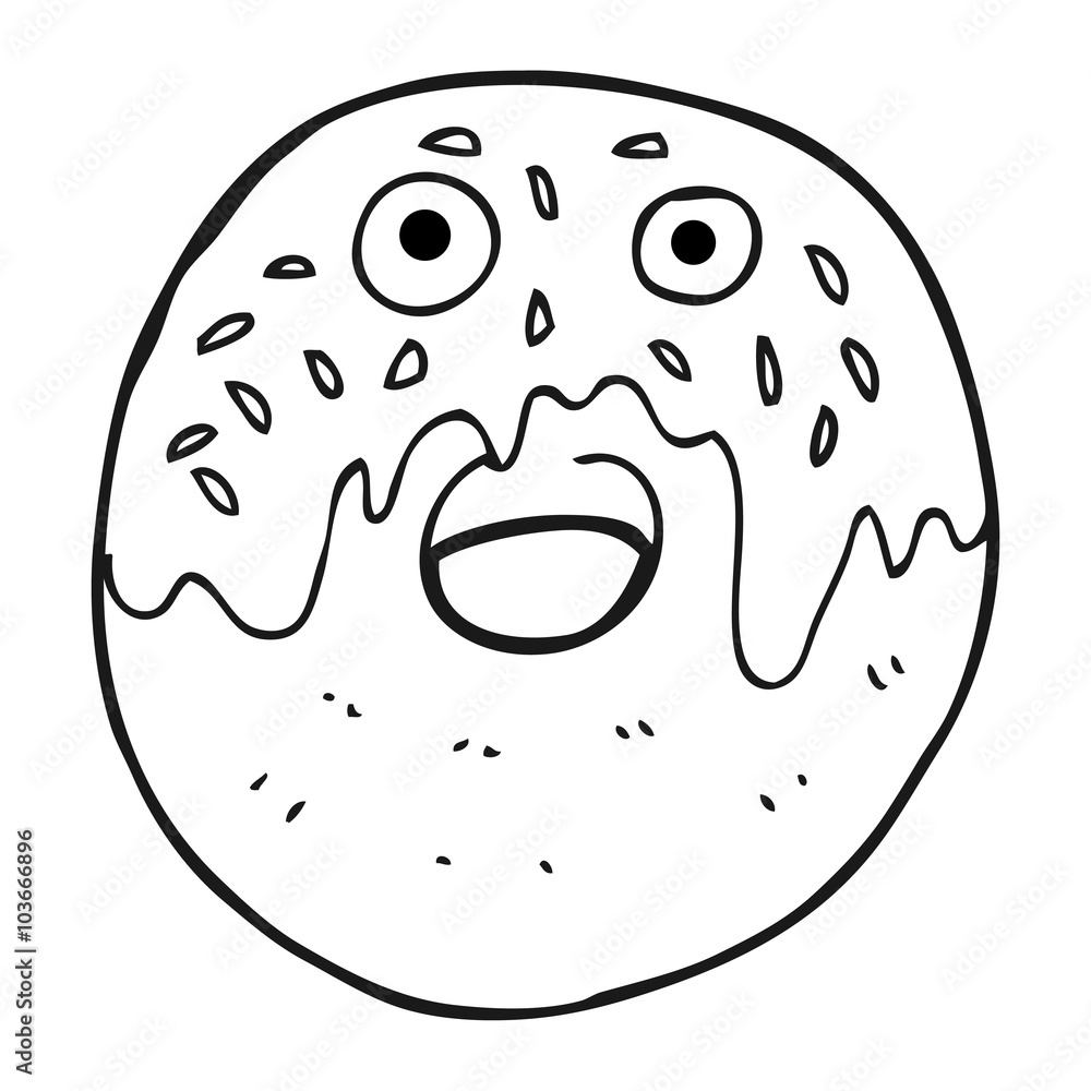 black and white cartoon doughnut black and white cartoon doughnut