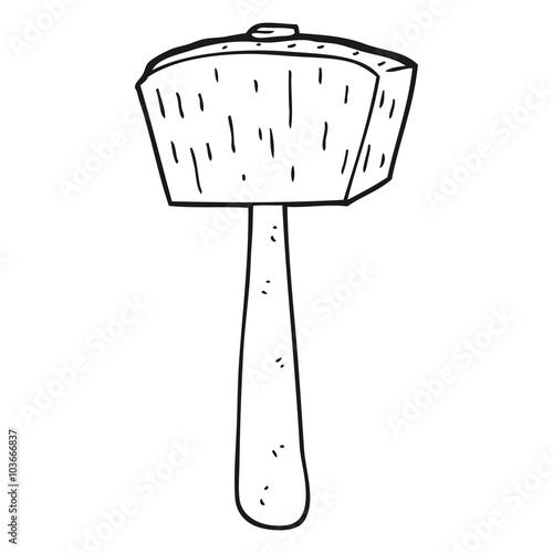 black and white cartoon wooden mallet