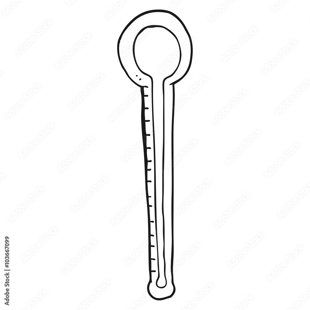 black and white cartoon thermometer