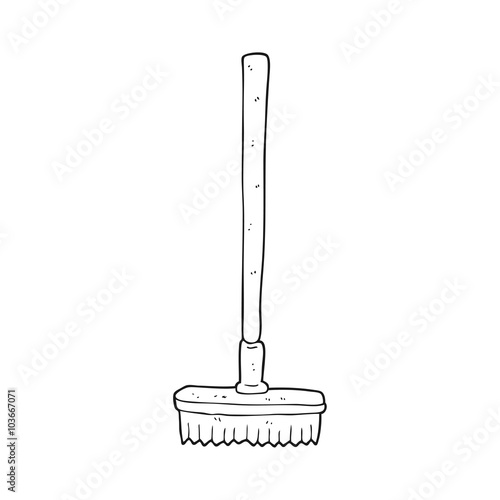 black and white cartoon broom
