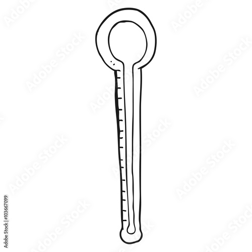 black and white cartoon thermometer