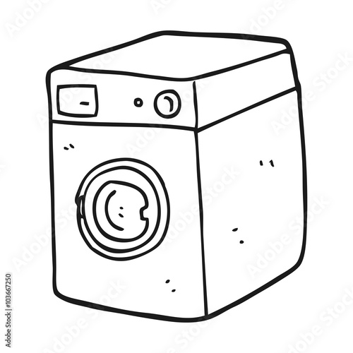 black and white cartoon washing machine