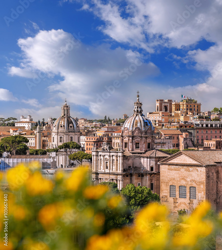 View of Rome from Roman Forum in Italy