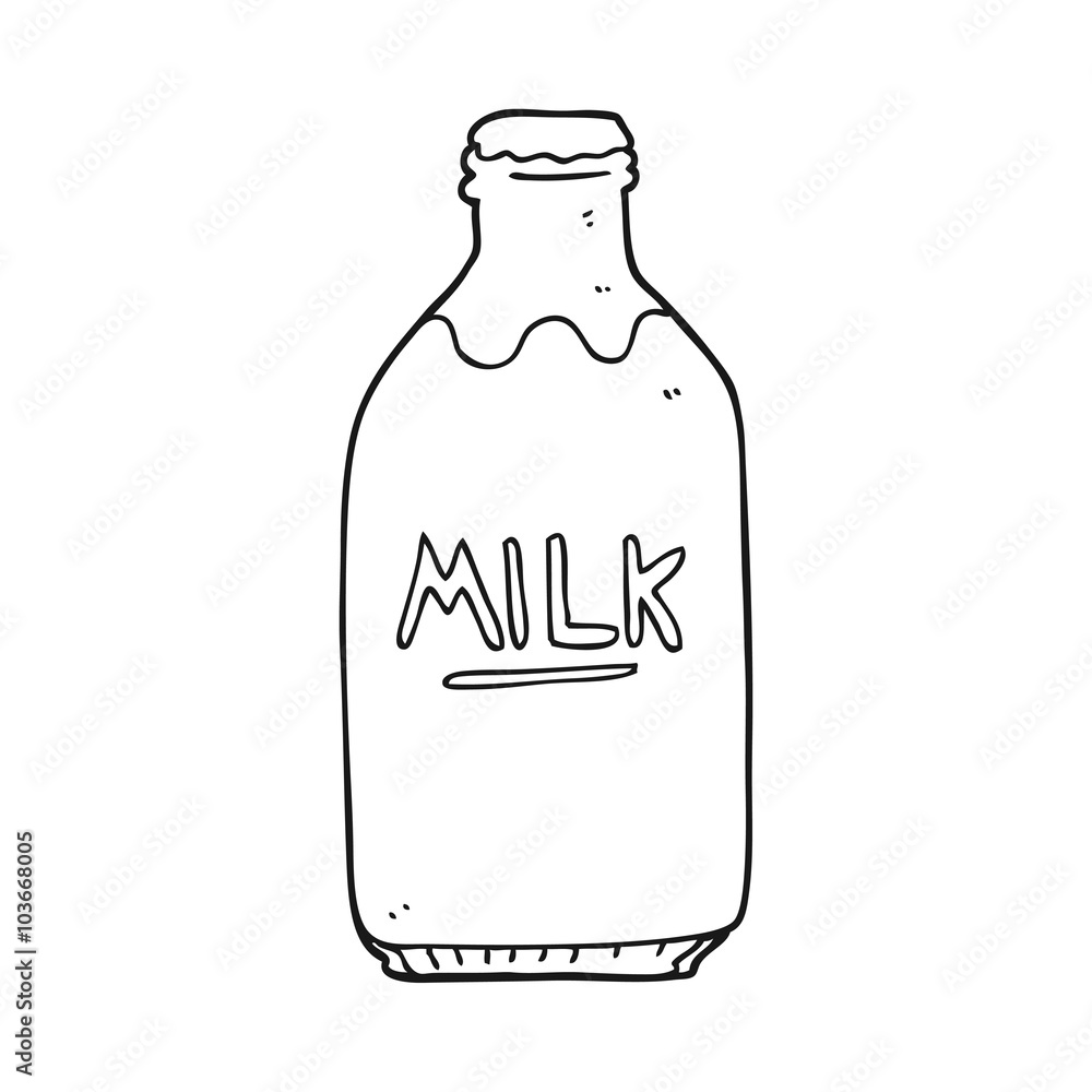 black and white cartoon milk bottle Stock Vector | Adobe Stock