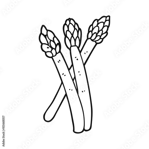 black and white cartoon asparagus