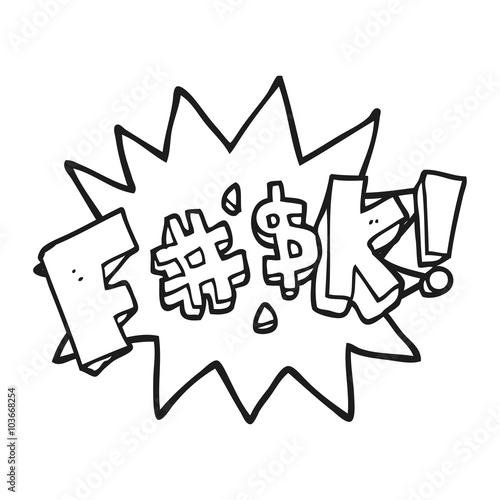 black and white cartoon swearword