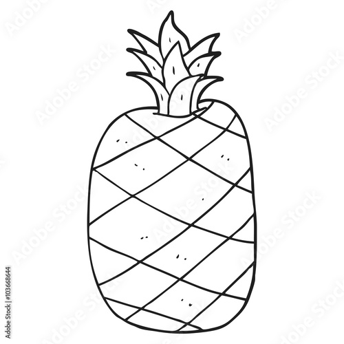 black and white cartoon pineapple
