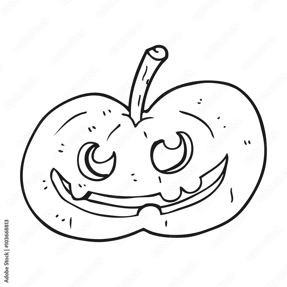 Obraz premium black and white cartoon halloween pumpkin