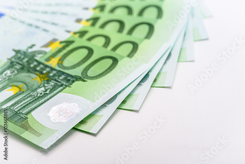 100 Euro Bills Close Up