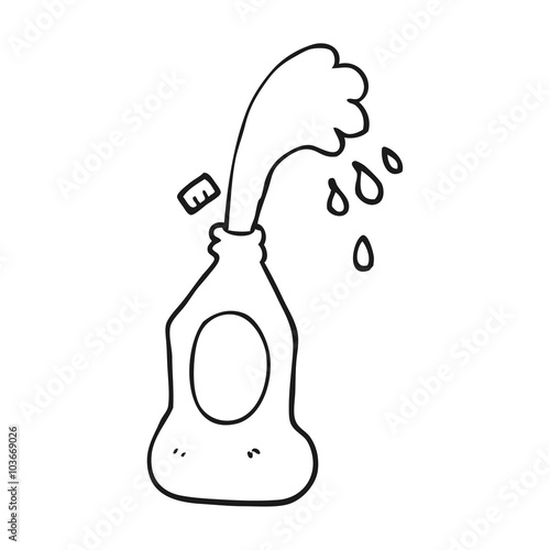 black and white cartoon squirting lotion bottle
