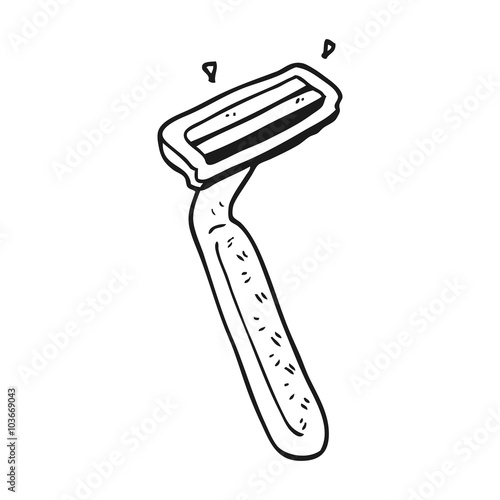 black and white cartoon razor
