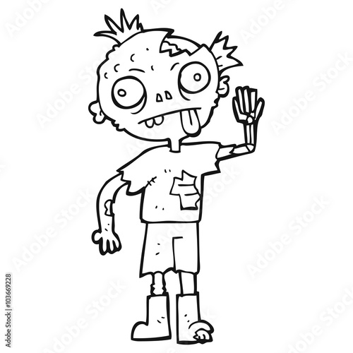 black and white cartoon zombie