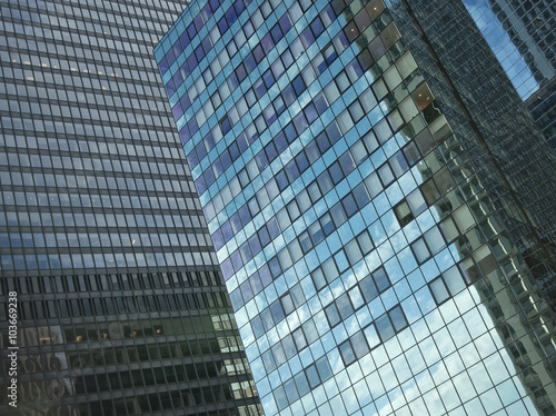 detailed close-up of a skyscraper facade in manhattan, new york city, usa 