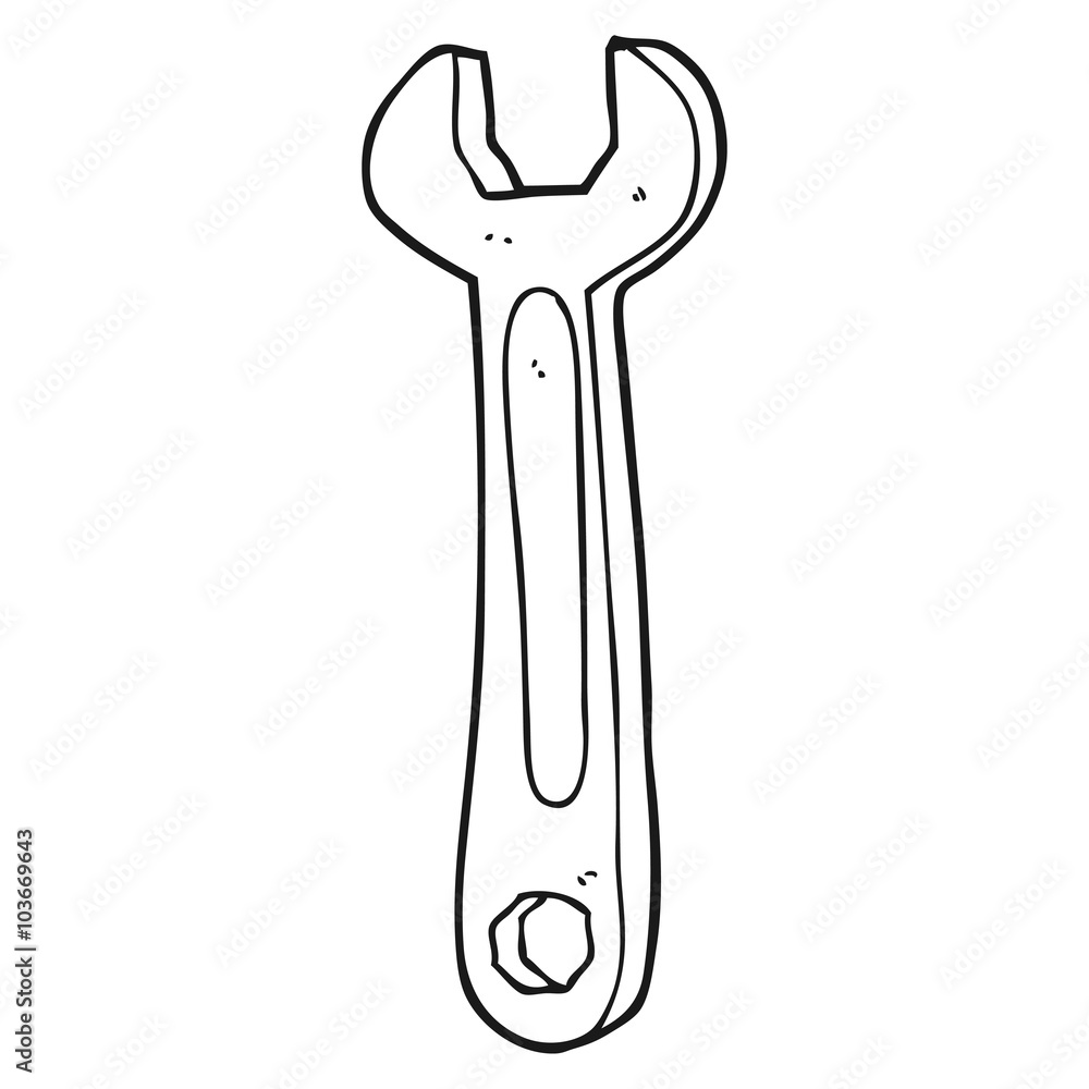 black and white cartoon spanner black and white cartoon spanner