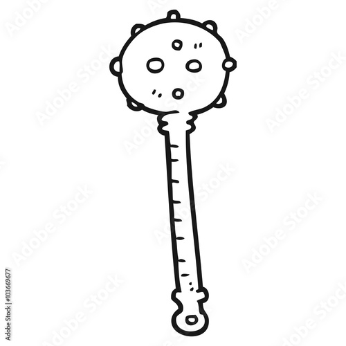 black and white cartoon medieval mace