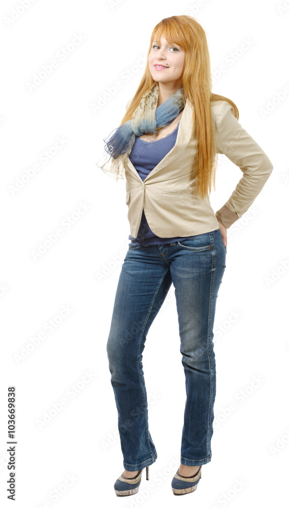 beautiful young and redhead businesswoman in jeans beautiful young and redhead businesswoman in jeans