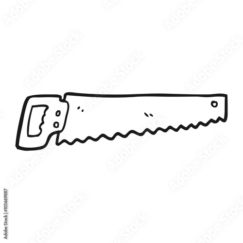 black and white cartoon saw