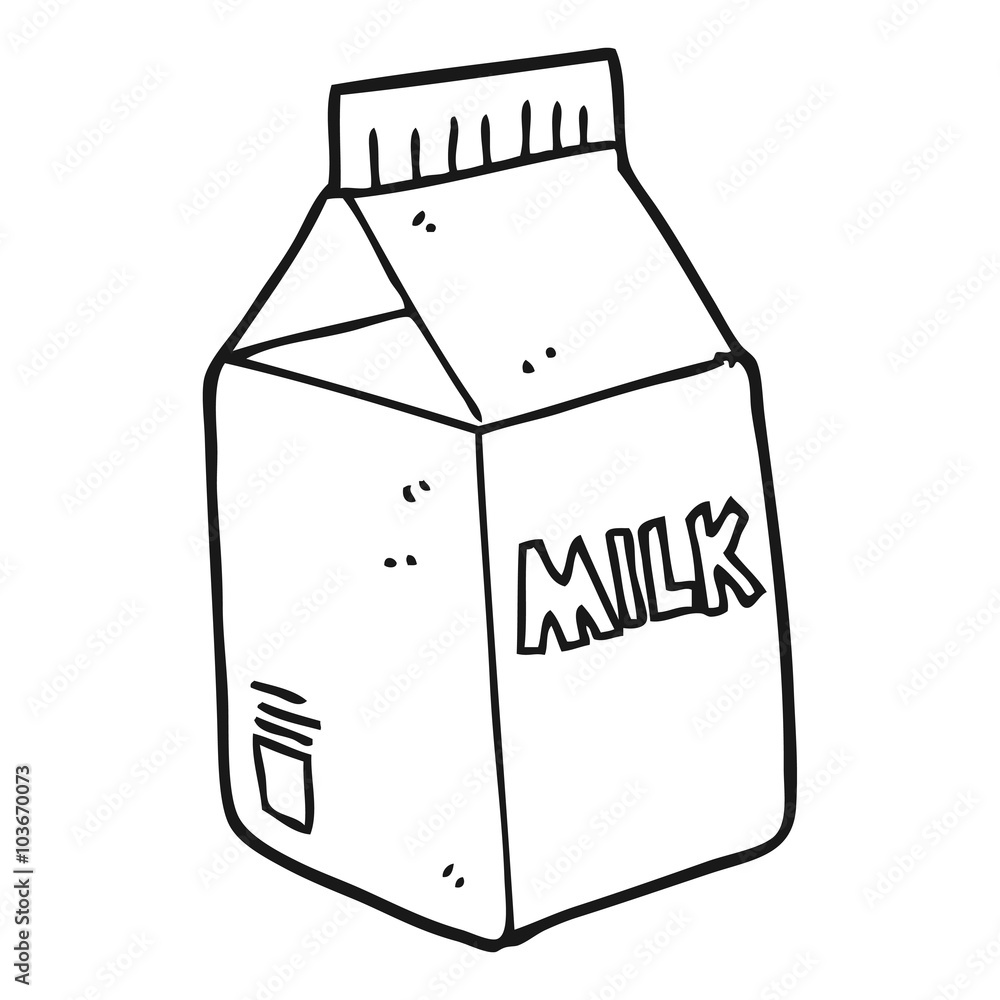 black and white cartoon milk carton