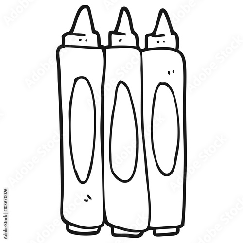 black and white cartoon crayons