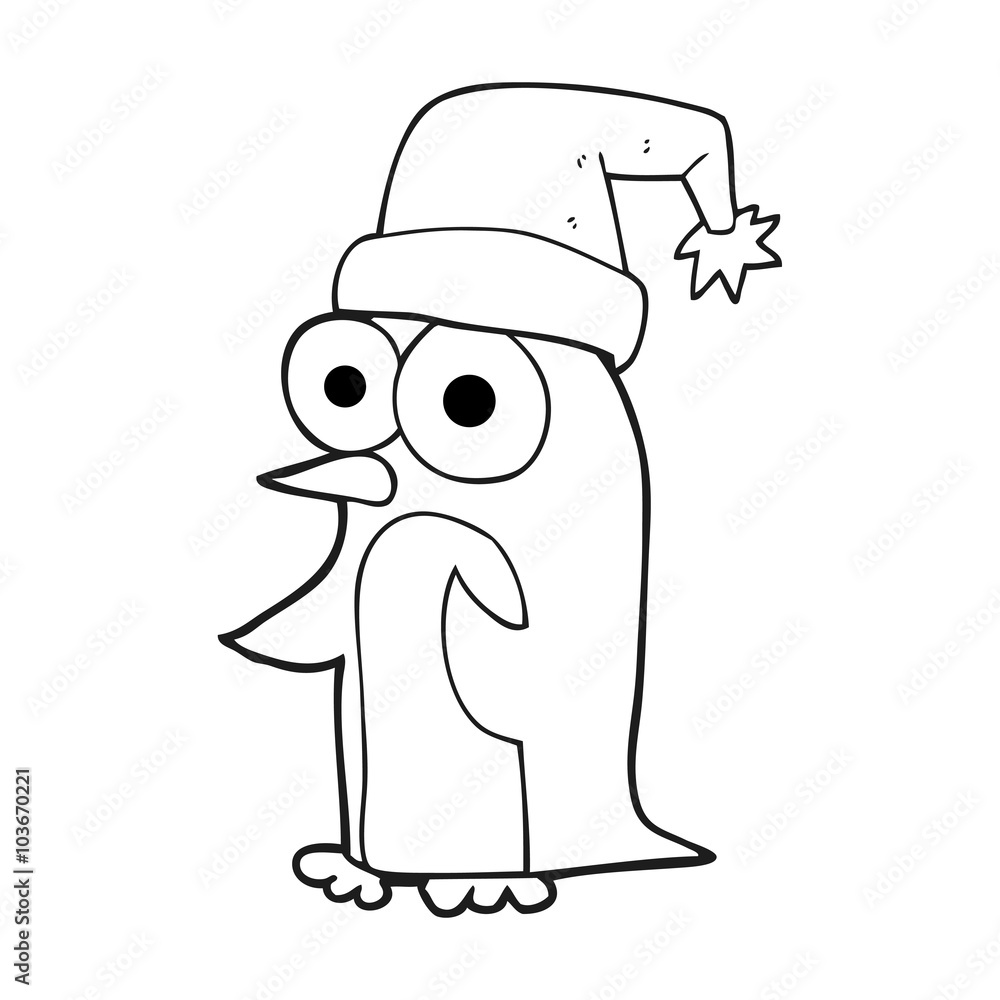 black and white cartoon christmas penguin black and white cartoon christmas penguin