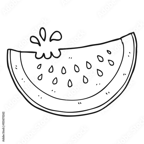 black and white cartoon melon slice