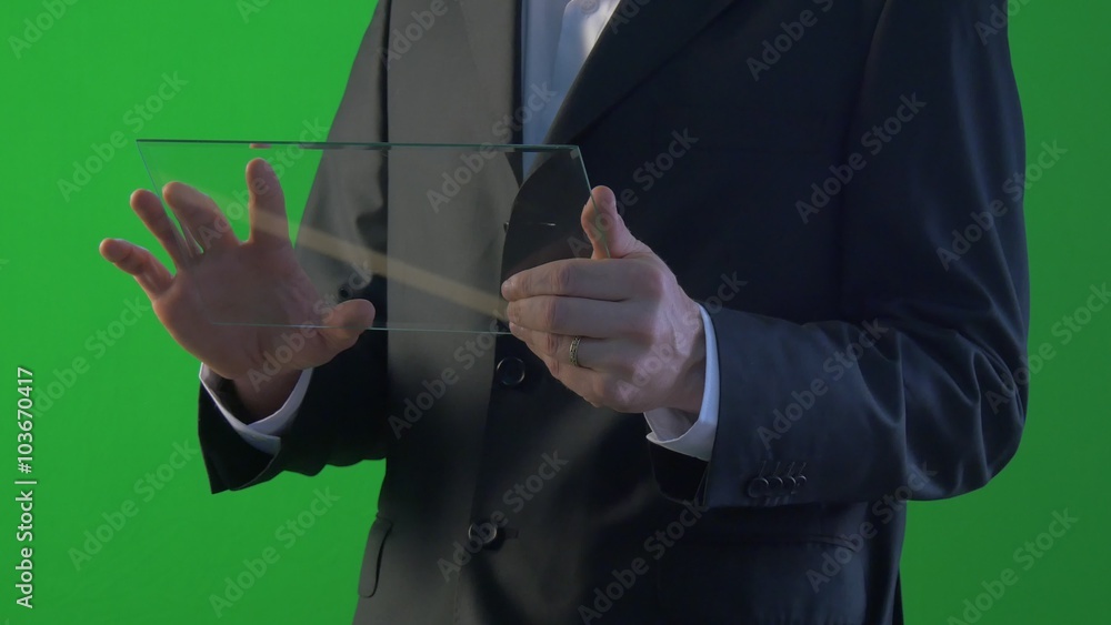 Businessman Clicks The Virtual Tablet Hands Close Up Buys Through Internet Working on Forex Exchange Chatting on Skype Young Man In a Business Clothes Businessman Clicks The Virtual Tablet Hands Close Up Buys Through Internet Working on Forex Exchange Chatting on Skype Young Man In a Business Clothes