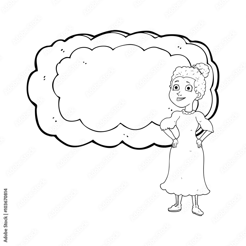 black and white cartoon victorian woman in dress black and white cartoon victorian woman in dress