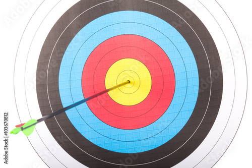 Arrow hit goal ring in archery target